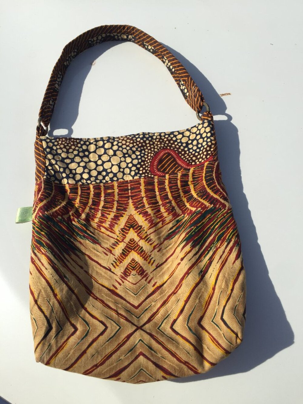 Bynelo Handcrafted African Print Shoulder Bag Ankara Wax Cotton Tote w/ Pocket